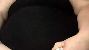 Chubby bbw wife stuffs fat pussy with huge dildo right on the vibrating dryer!