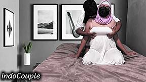 Can indo hijab wife take full creampie pounding while riding husband wildly?