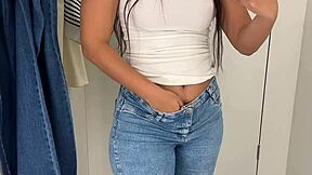 damn check out this juicy brazilian teen fingering swollen clit in store dressing room