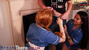 British Nurses Kneel Deepthroat Suck Patient Dick Cum