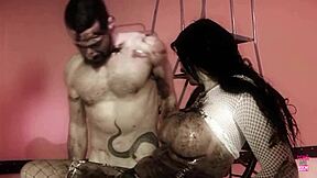 damn this naughty brunette in lingerie and heels oils up, rides cock cowgirl then takes it missionary deep