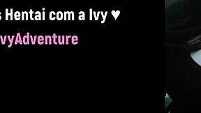 chubby goth girl's glued to hentai, tits heaving with every scene...