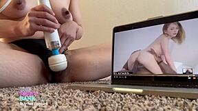 hey horny asian masturbating to bbc porn fantasizing huge cock cum 💦