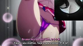 chubby goth girl's glued to hentai, tits heaving with every scene...