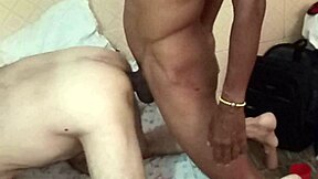 Interracial gay ebony big black cock deepthroat blowjob anal creampie doggystyle cum covered