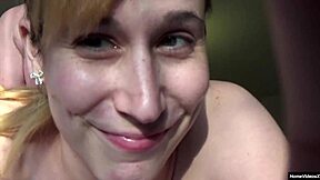 Brunette babe bends over for homemade doggystyle pounding cumshot finish