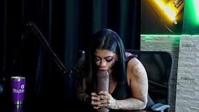 morena shows off her sloppy wet blowjob on toy marcelly melo sheer red