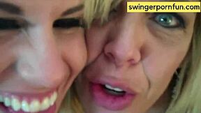 swinger wives swap husbands then thank cameraman with hot blowjobs