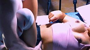 Petite shy schoolgirl seduces nerd fuck in bedroom parents gone