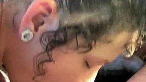 pretty hooker bends over car sucks deepthroats spits cum pov