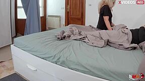 Stepmom's juicy blowjob gift turns into young creampie pussy pounding