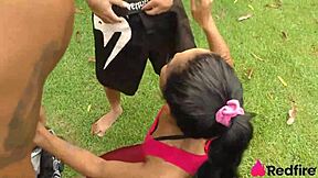 Niara Pessanha Wracked with Ecstasy from Outdoor Anal DP Training