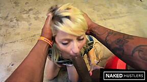 Blonde wife cheats wedding day sucking repairman's bbc before doggy creampie