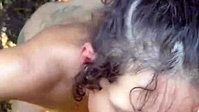 pretty hooker bends over car sucks deepthroats spits cum pov