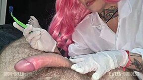 sexy latina nurse in gloves gives cute brazilian patient a happy ending footjob