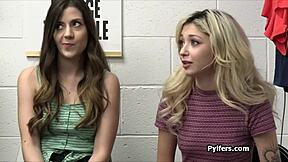 Burglar busts in and pounds blonde and brunette teen girlfriends in hidden cam threesome