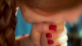 Hot redhead neighbor in leggings bends over for pov doggystyle pounding and cum on ass.