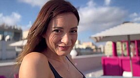 milf spots young stud at hotel pool and takes him upstairs for rough cock pounding