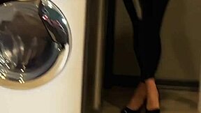 Hot redhead neighbor in leggings bends over for pov doggystyle pounding and cum on ass.