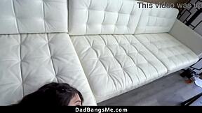 Naughty stepdaughter teases stepdad into hard fuck!