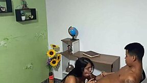 amateur latina teen couple kisses passionately before she deepthroats his cock