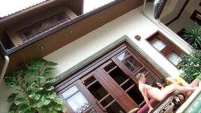 thai teen kai nee fucked hard by pool from white stepdad