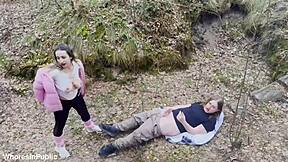 busty flexi teen with puffy nipples rides small cock rough outdoors then takes mouthful cumshot