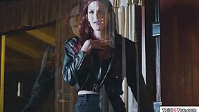 Busty Trans Tori Easton Pounds Curvy Milf Pussy with Her Shemale Cock Fingering Hairy Beaver