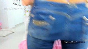 Sexy big ass latina in tight jeans dirty talks hottest joi jerk instructions