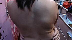 the barber babe reveals her perfect natural tits during steamy closeup session