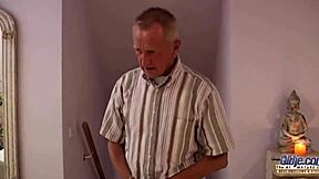 Naughty grandpa pounds teen on the massage table hard!