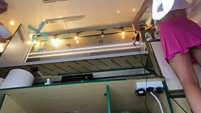 18 yo bitch flashes shaved pussy no bra panties summer festival upskirt