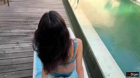 housewife sneaks pool cleaner fuck while husband stays away from home