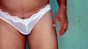 Mexican babe dances sexy in white thong panties and bra