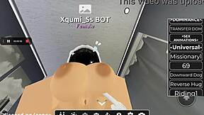 Futa hammers her girlfriend's huge tits and squeezes tight pussy relentlessly