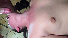 Whore Face Fucked Deep with Stroked Cock Throatpie