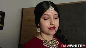 Hindi babe cums hard on thick Russian cock interracial