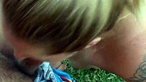 outdoor masturbation turns into blonde's deep anal gaping with huge black cock