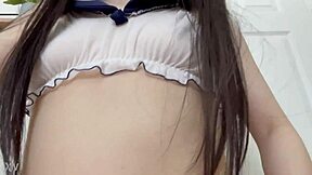 man, watching her cosplay pussy up close makes me wanna fill those tight panties with cum