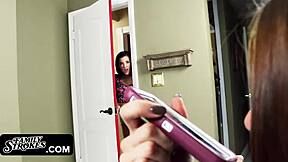 stepbro fucks two pretty stepsis missionary with natural tits