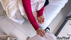 redhead slut calls hotel janitor to room while boyfriend grabs bread