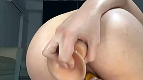 whoa, double dildo stuffing that tight teen pussy and virgin ass 😱🔥