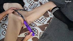 PETITE 18+ STEPSIS EXPLODES FROM TRIDENT VIBRATOR G-SPOT ORGASMS!