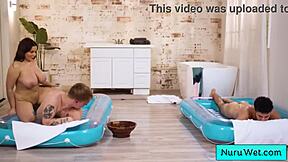 omg sexy busty natasha nice fucks two clients hard!!