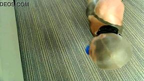 Hogtied nylon wife chokes gags bound in humiliating encasement bondage