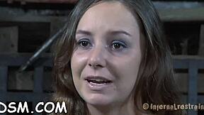 restrained slut suffers hard toy fucking in bondage competition!