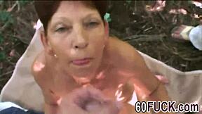 Mature slut Inci endures hard smacks pounding wet pussy in intense outdoor fuck session