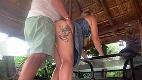 Intense Blonde Upskirt Pounding Pierced Pussy To Explosive Outdoor Creampie Closeup