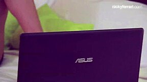 Nicky Ferrari masturbates shaved pussy hot on business trip webcam solo