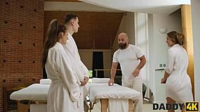 czech teen slut cheats with daddy on massage table